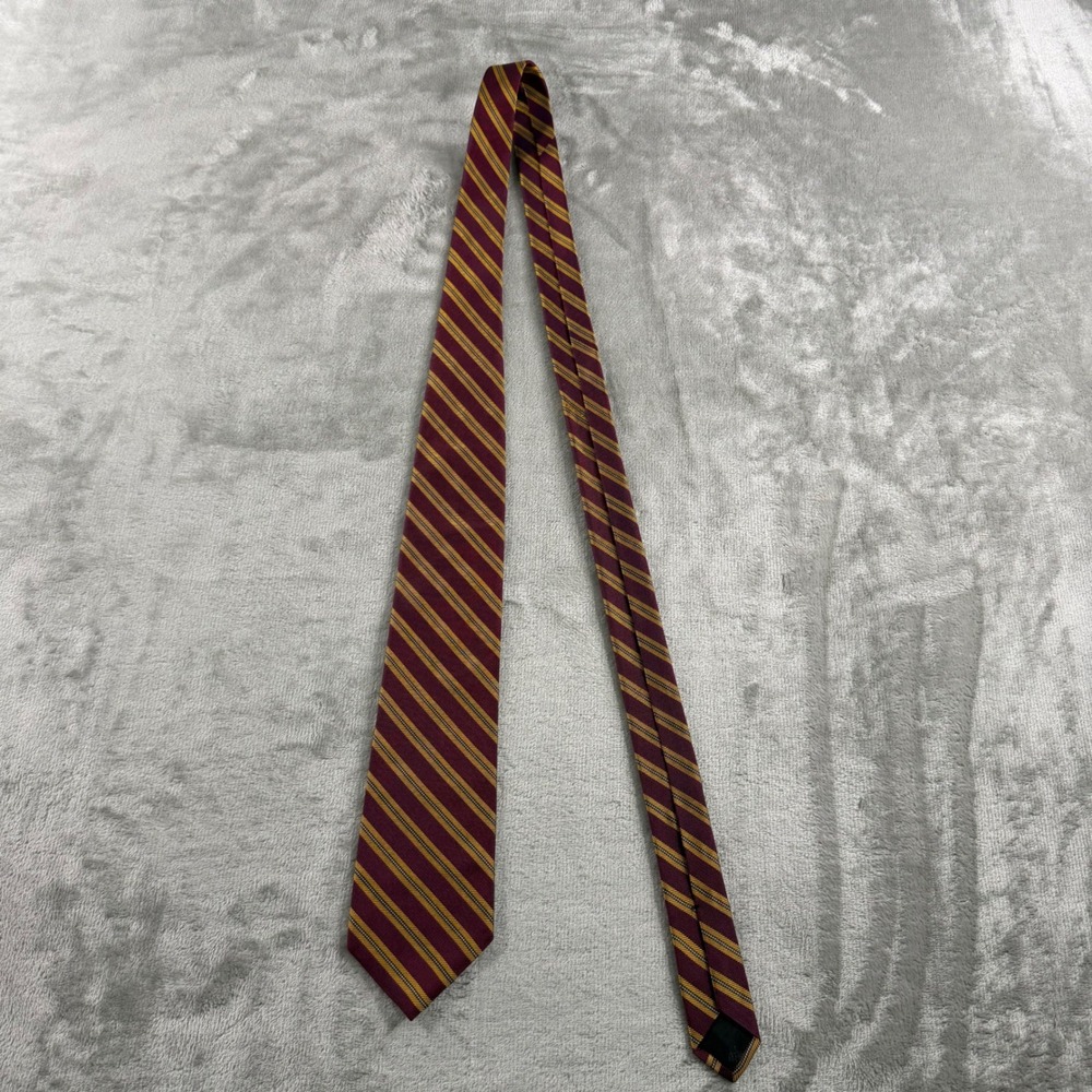Brooks Brothers Mens Silk Tie Burgundy Gold Repp Stripe Made in USA Necktie